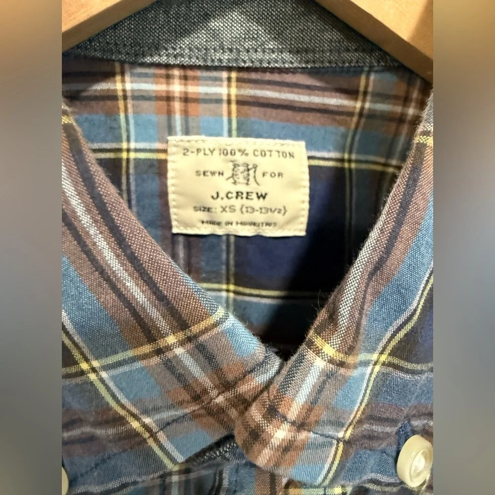 J. Crew Navy and Multicolor Plaid Shirt